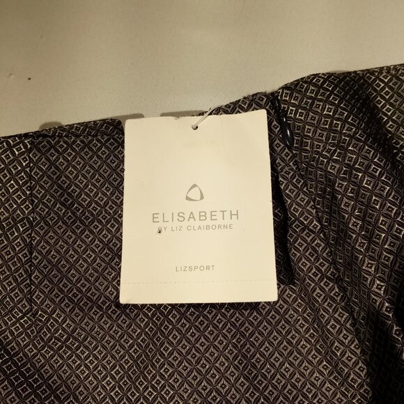 ELISABETH by Liz Claiborne Pants sz 16W Silk Shiny Silver Diamond Print NWT - Picture 2 of 12